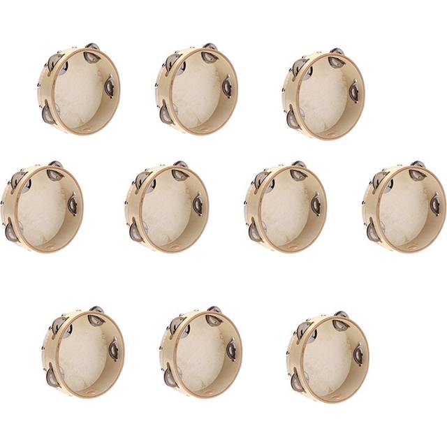 10X 6in Hand Tambourine Drum Bell Metal Jingles Percussion Musical Toy for KTV Party Kids Games
