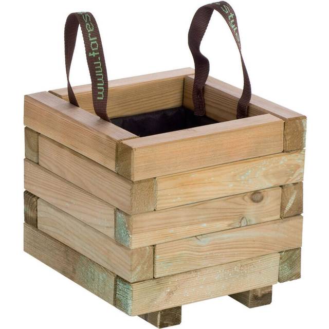 Cerland Baroque Outdoor Square Wooden Planter 30cm, Brown
