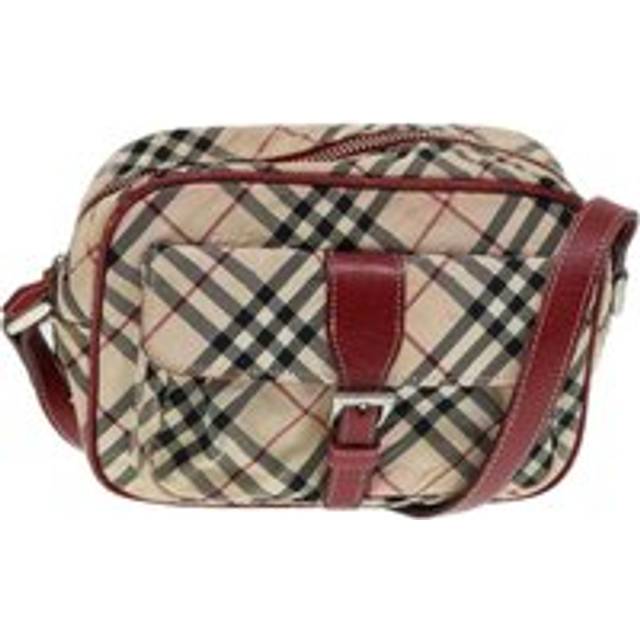 Womens Preloved Beige Red Check Canvas Crossbody Bag Wo Shoulder Bags - One Size