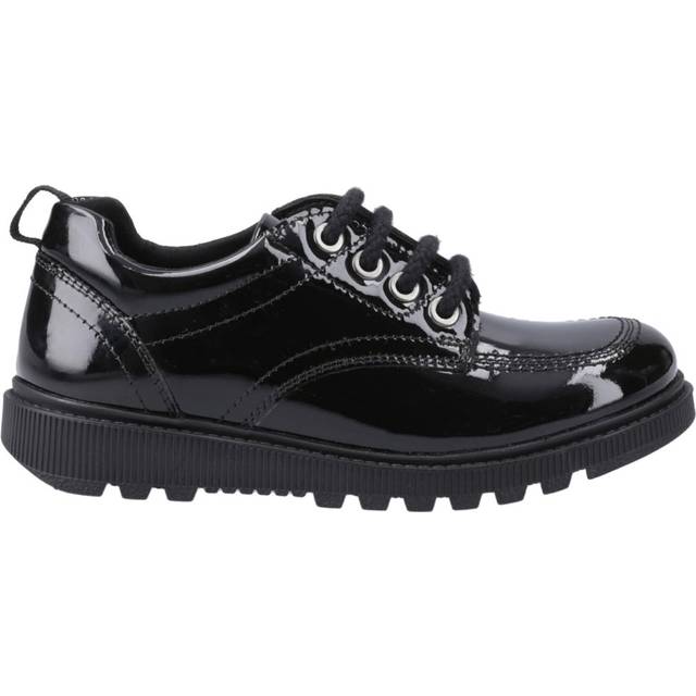 (Black, 5 (Adults')) Hush Puppies Keeley Leather Girls's Black Lace-Up Shoes