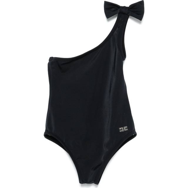 Elisabetta Franchi La Mia Bambina - crystal-embellished logo swimsuit - kids - Polyester/Elastane/Polyamide - 3 yrs - Black