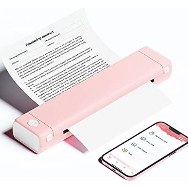 Phomemo M08F Termoskrivare - Bärbar Trådlös A4 Skrivare för Hemmabruk Och Kontor, Bluetooth Skrivare utan Skrivare Kompatibel Martphone och Bärbar Dator, Rosa