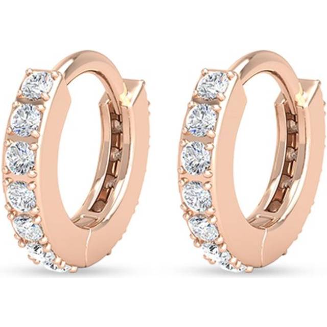 VEYNOU - 14kt rose gold mini huggie diamond earrings - unisex - Diamond/14K Recycled Rose Gold - One Size - Pink