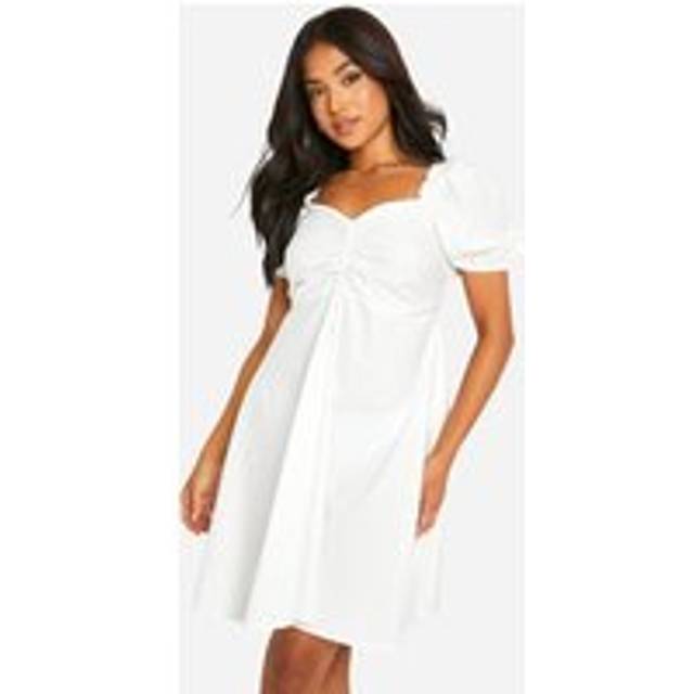 Womens Petite Baby Doll Mini Dress - White - 10, White