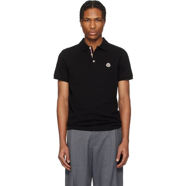 Moncler Black Logo Patch Cotton Polo - 999 - M