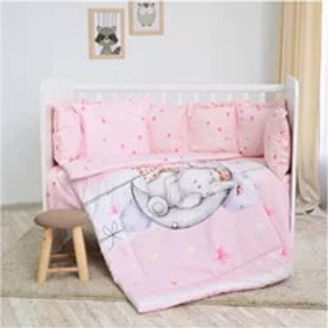 Lorelli Ranforce 5 Piece Bedding Set with Cot Bumper &#x2013; Butterflies Pink