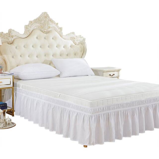 Elastic Polyester Bed Skirt Ruffle Easy Fit Spread Cover Valance (Queen)