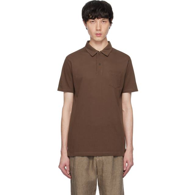 Sunspel Brown Riviera Polo - cocoa brown - S