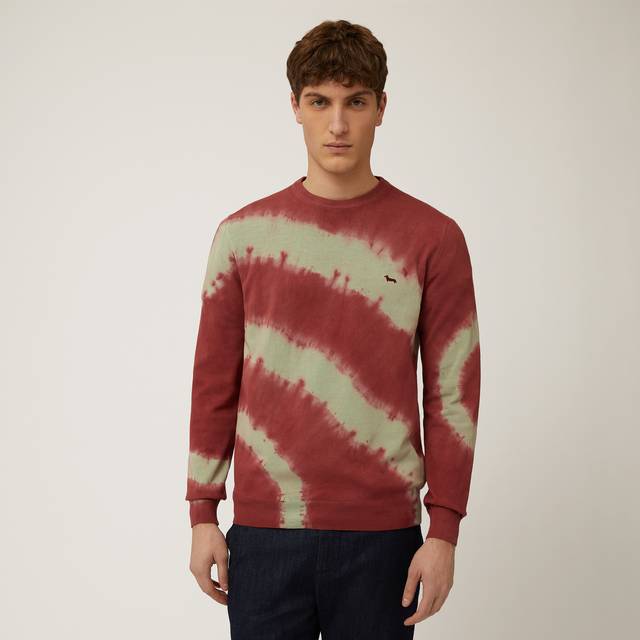 Harmont&Blaine - Gitans Tropical Tie-Dye Crew-Neck, Burgundy, Size: XXL