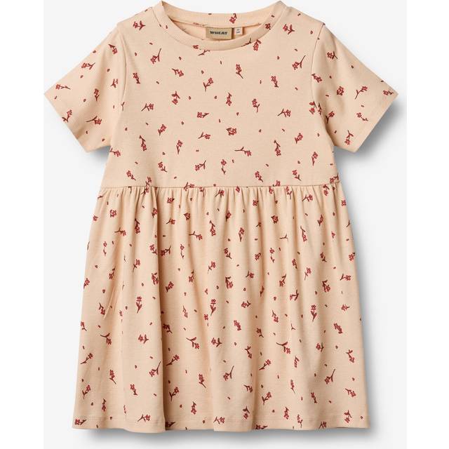 Wheat - Anna Jerseyklänning Rose Water Flowers - Beige