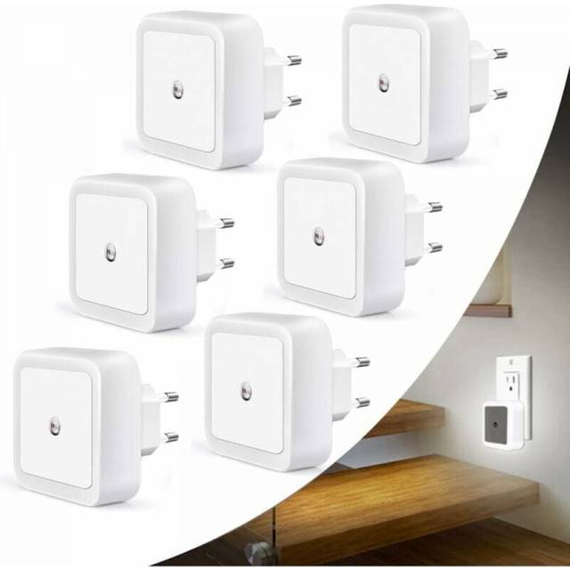 Cyslmuk - Automatic led Night Light Plug in, 6 Pack, Kids Night Light with Light Sensor, Plug in Night Light for Bedroom - White