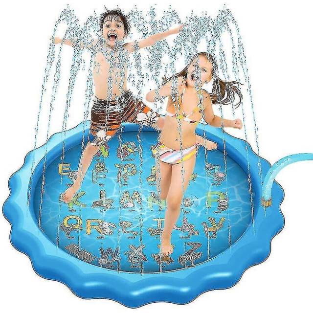 (As show, One size) Kids Splash Pad Sprinkler Water Play Mat For Alphabet Learning Summer Outdoor Water Play