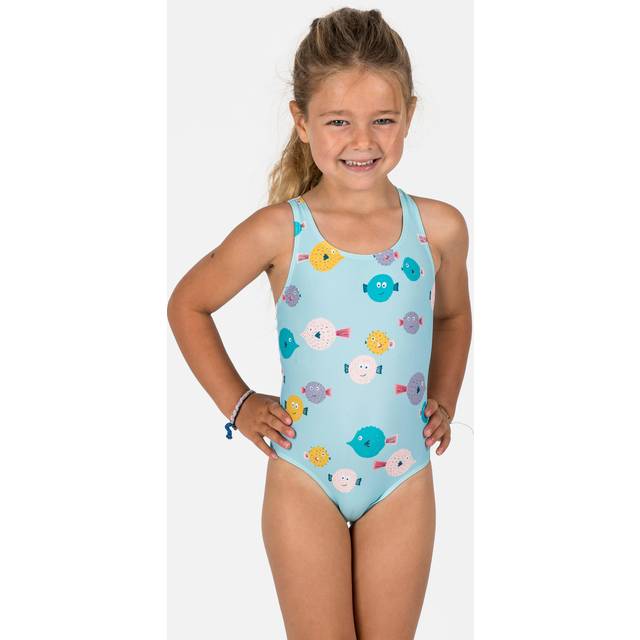 Baby / Girls' 1-piece Swimsuit - Fish Print Blue - Turquoise Blue