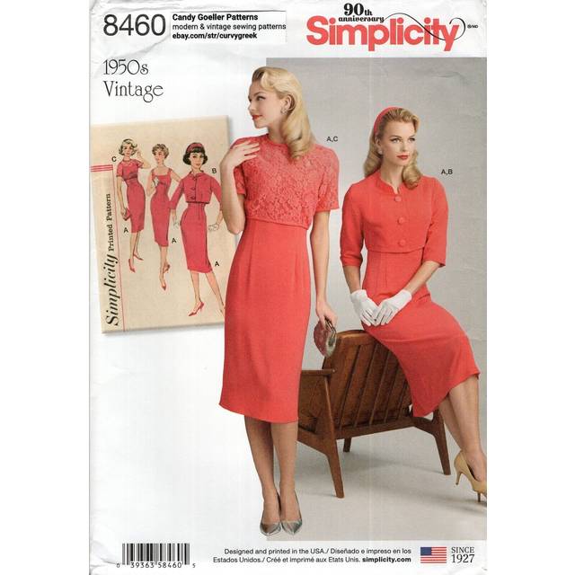 Simplicity US8460HS 1950s Vintage Fashion Womens Dress and Matching Jacket Sewing Patterns  Sizes 614
