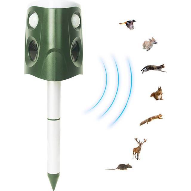Solar Animal Repeller 360 degrees  Ultrasonics Rodent Repellent Waterproof with PIR Sensor 4 Working Modes green