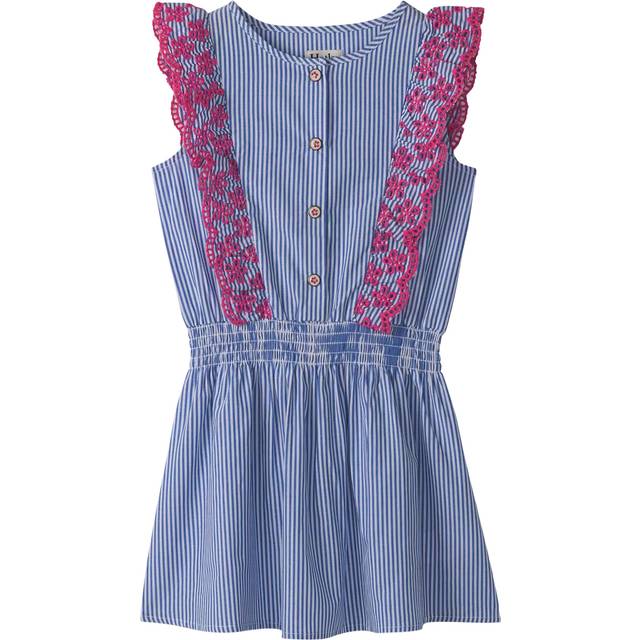 Hatley Girls Pinstripe Scallop Ruffle Dress - Blue, Blue, Size 6 Years - 6 YEARS