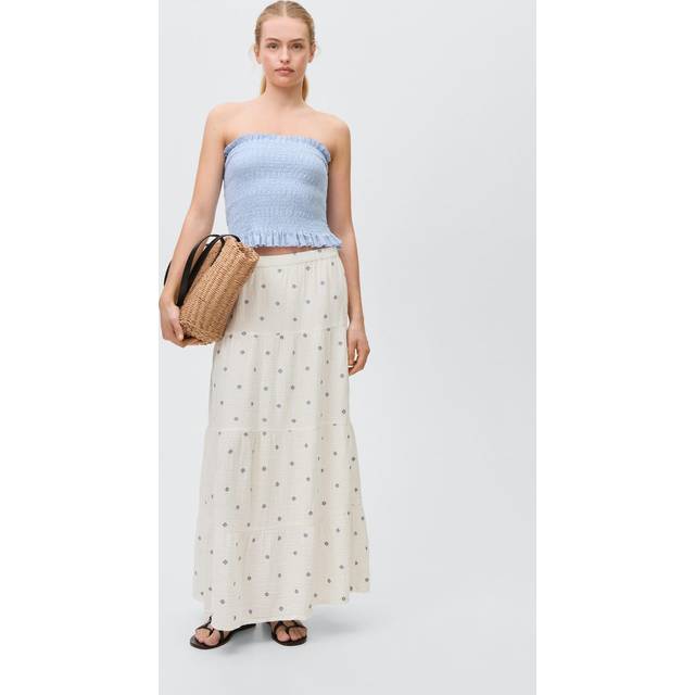 Embroidered flared skirt off white - Teenage girl - M - MANGO TEEN - Off White