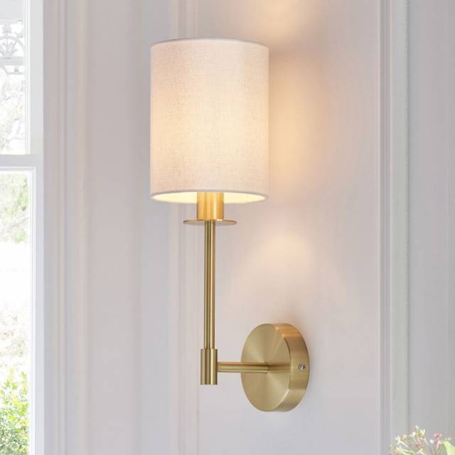 Endon Lighting Sancerre Wall Light in Satin Brass & Vintage White