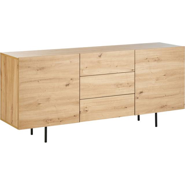 Scandinavian Sideboard Storage Unit 3 Drawers 2 Doors Wooden Legs Light Wood Kenora