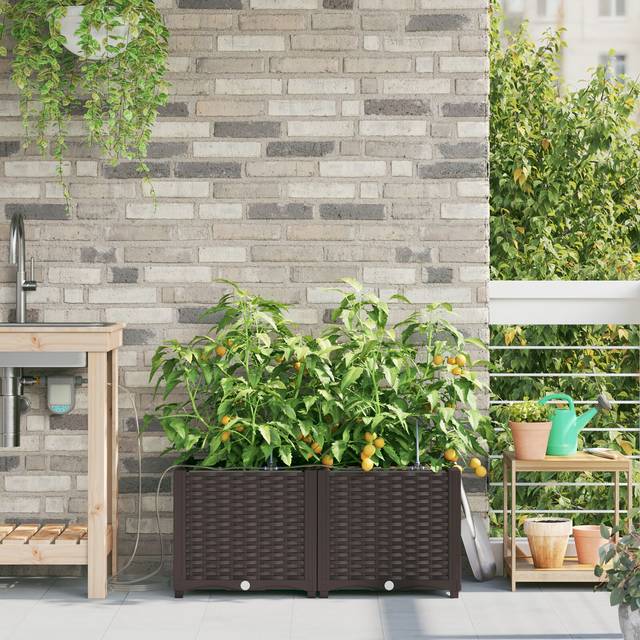 Vidaxl - Garden Planters with Water Irrigation System 2 pcs Brown