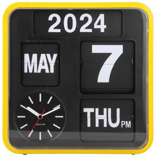 Present Time Karlsson Wall Clock Mini Flip - Yellow