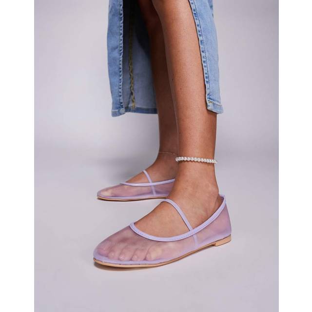 Public Desire – Twiggie – Ljuslila, platta ballerinaskor i mesh-Gul