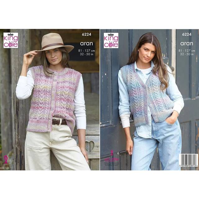 Waistcoats in King Cole Crescendo Aran (6224)