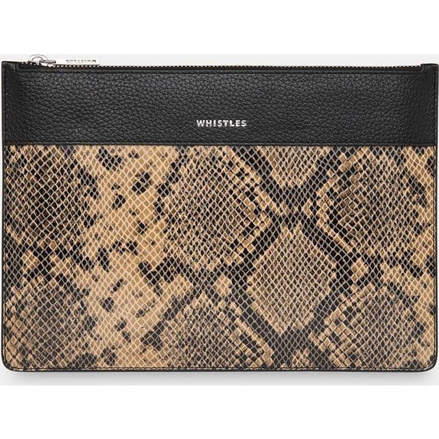 Whistles Una Snake Panel Leather Clutch Bag, Multi