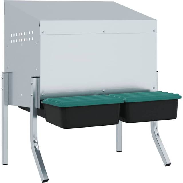 vidaXL Chicken Nesting Box 2 Compartments with Legs Galvanised Steel - Silver
