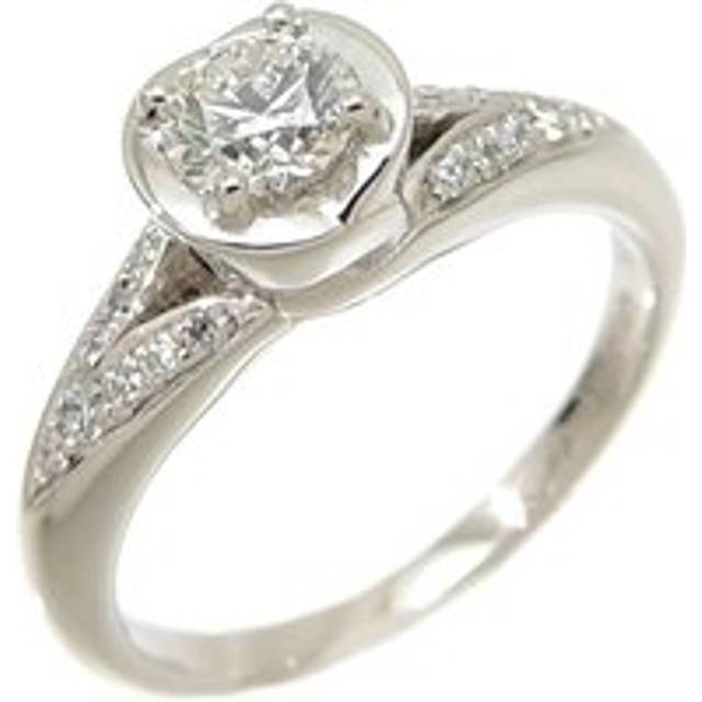 Womens Preloved Diamond solitaire ring with pave setting Wo - Grey - One Size