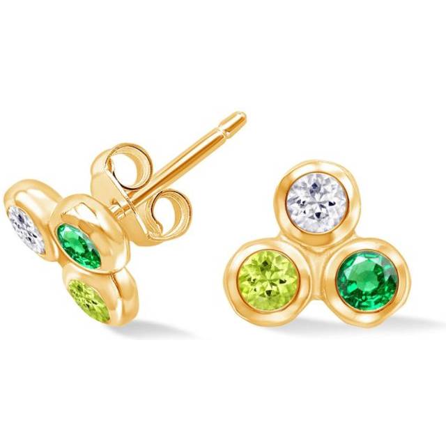 DOWER AND HALL - 'Greens' Array Trio Studs - women - Topaz/Recycled Yellow Gold Vermeil - One Size