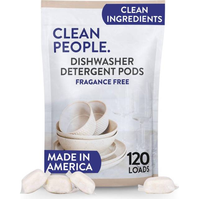 Clean People Dishwasher Pods - Cuts Grease & Rinses Sparkling Clean - Residue-Free - Phosphate Free Dishwashing Pods - Fragrance Free  120 Pack