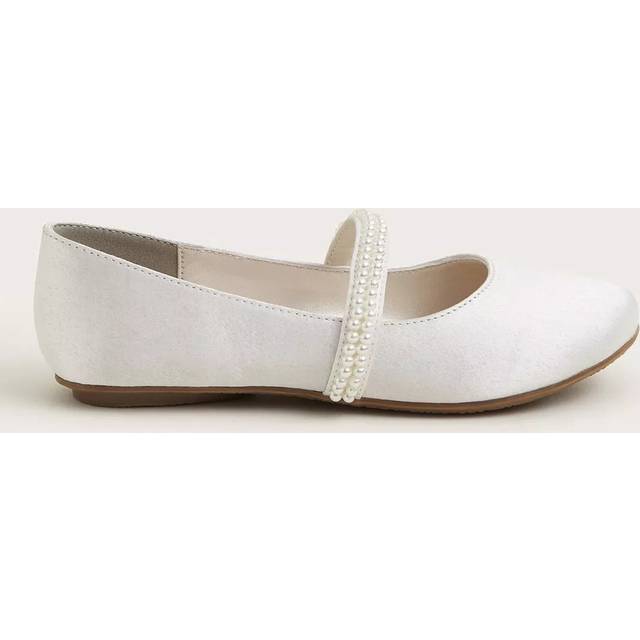 Monsoon Kids' Pearl Ballerina Shoes, Ivory