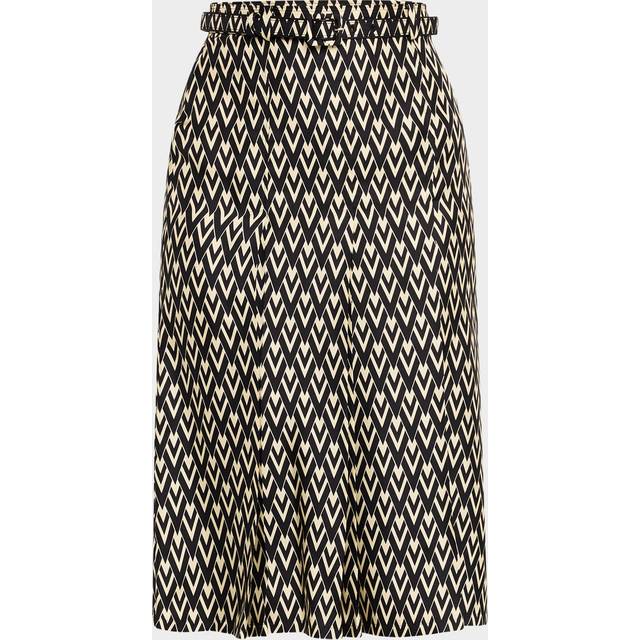 Toute La V Silk Twill Belted Skirt - BLACK CREAM - 40 IT (4 US)