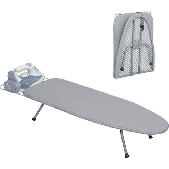 LOFTEY Table Top Ironing Board with Iron Rest, Small Ironing Board with 8mm 100% Cotton Pad, Folding Ironing Board with Anti-slip Feet, Perfect for