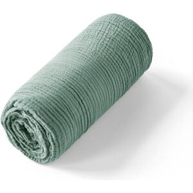 Yafa 100% Organic Cotton Muslin 200 Thread Count Fitted Sheet - Eucalyptus - DOUBLE (140X190CM)