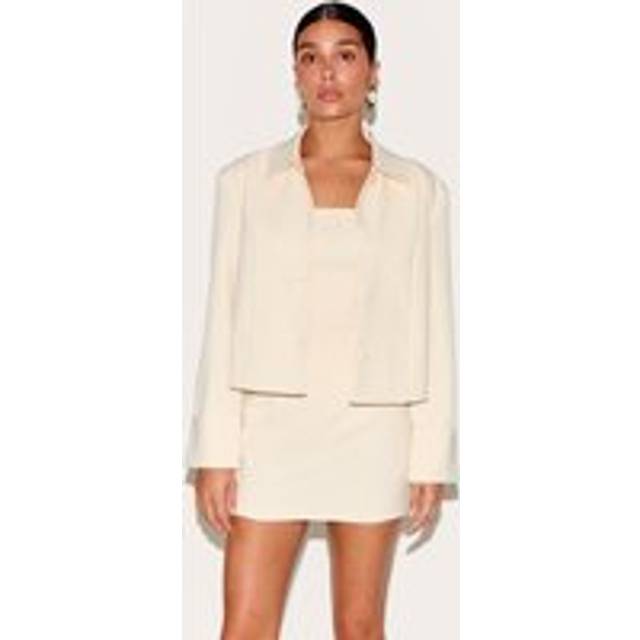 Petite Cream Cropped Collared Blazer, White - 12