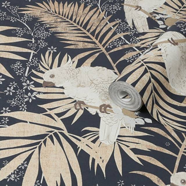 Boutique Umbrella Tropical Bird and Palm Leaf Multicoloured Wallpaper (WAS 23.99)