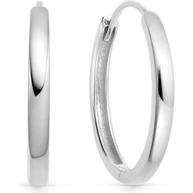 Solid White Gold Large Hoop Earrings