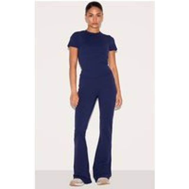 Petite Navy Sculpt High Waist Flared Yoga Pants, Blue - XS