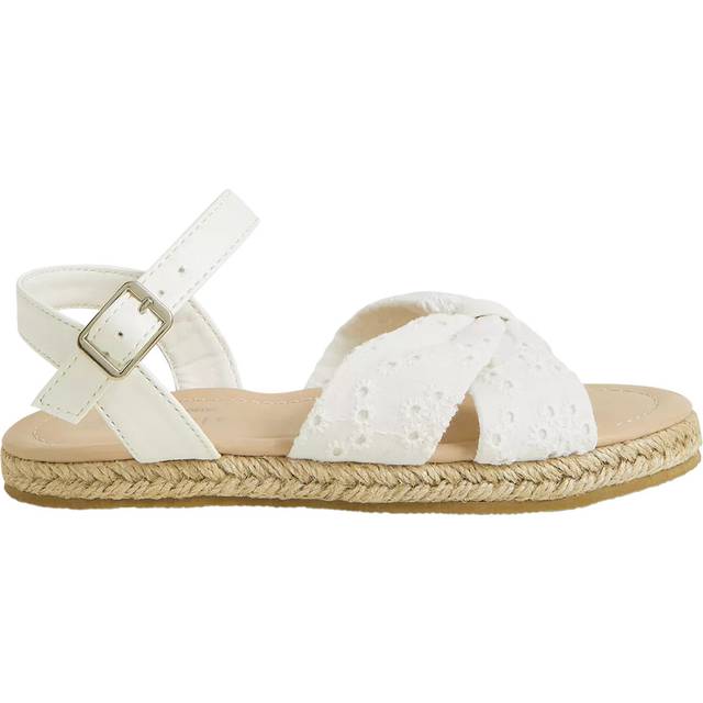 Accessorize Girls Broderie Strap Jute Sandals - White, White, Size 10 Younger