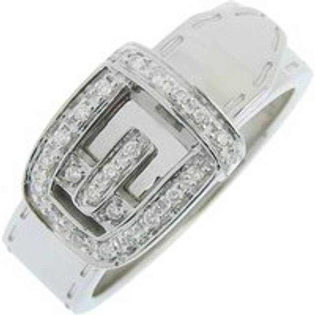 Womens Preloved Diamond Belt Buckle Ring Wo - Silver - Grey - One Size