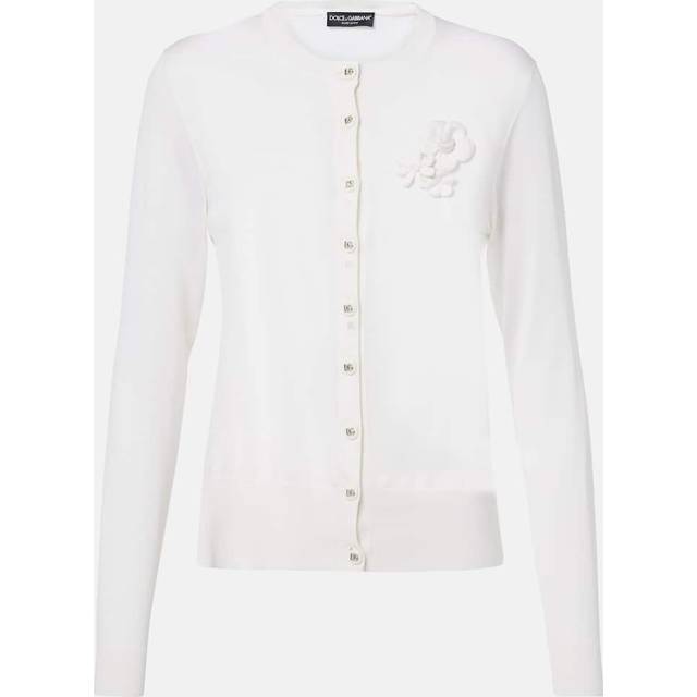 Dolce&Gabbana Floral-applique silk cardigan - white (UK 12)