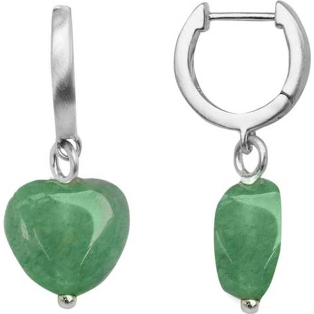 ByBiehl Soft Heart Hoop Green i sølv med grøn agat