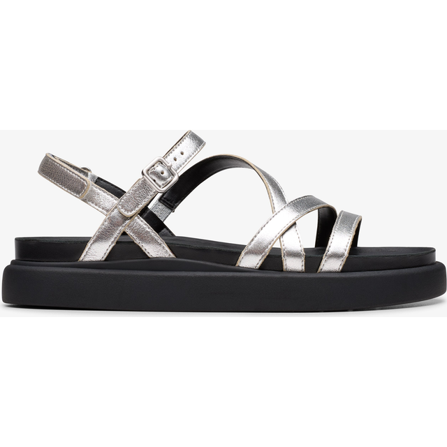 Clarks för kvinnor. 26181261 Silver Aristella Rose lädersandaler (38), Hud, 1 till 3 cm, Spänne, Casual - Silver, Läder (38)