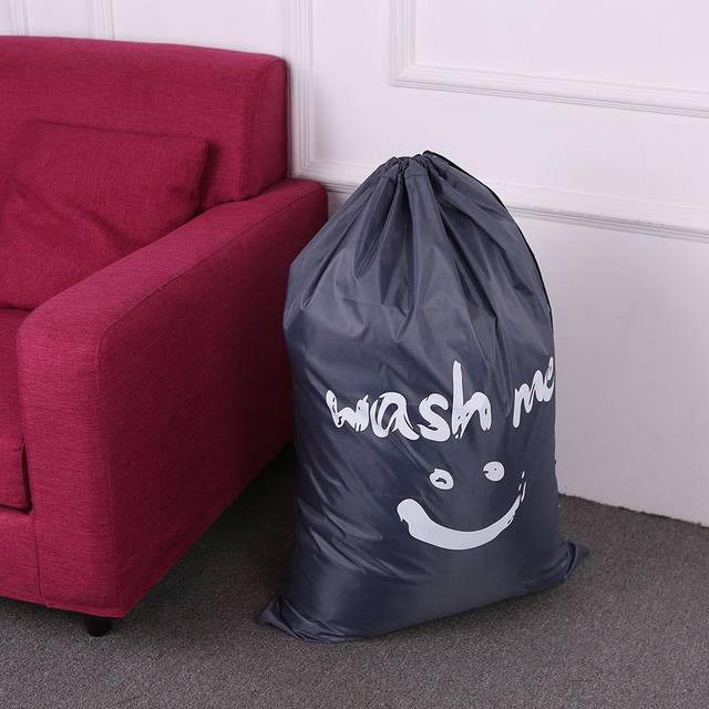 Multi-functional Large Foldable Nylon Laundry Bag Dirty Clothes Storage Bag with Drawstring Closure grey