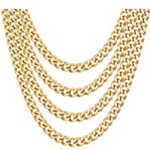 Men's 12mm Gold Plated Steel 18-24 Inch Cuban Curb Chain Necklace