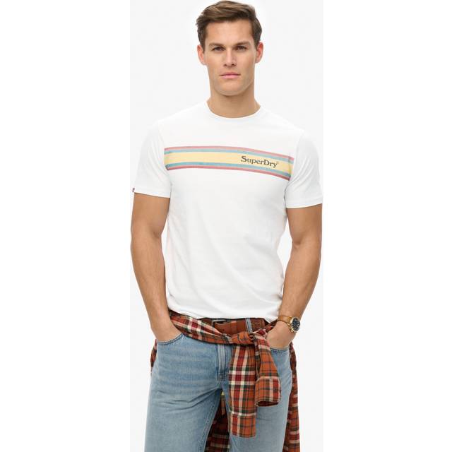 SUPERDRY Venue Logo Stripe Relaxed Tee |Vit |S