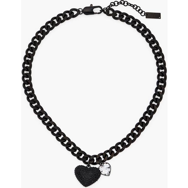 MARC JACOBS Marc Jacobs The Heart Balloon Pave Necklace in Black/Black Crystal