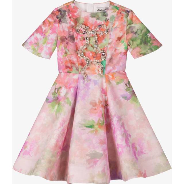 Marchesa Kids Couture Girls Pink Cotton Abstract Floral Dress - 4 year